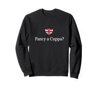 Fancy A Cuppa? Camisa Divertida con Palabras británicas, Bandera de la Bandera de Reino Unido Sudadera