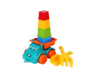 FANCY Baby Camion Volquete para Niños 1 2 3 4 5 Años - Coche para Bebé 1 Año con Cubos Apilables - Camión de Playa - Juguete de Playa con Pala y Rastrillo, Beach Toys