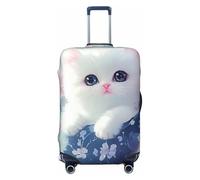 Fancy Cat Flowers - Funda elástica para equipaje de viaje, con estampado de flores, antiarañazos, Black, XL