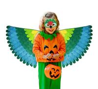 Fancy Dress Cape - Rainbow Feather, disfraz de peso ligero | Capa de animales para niños, accesorios de plumas de gradiente, coloridos disfraces de Halloween para niñas, niños, eventos de fies