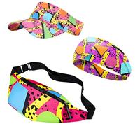 Fancy Dress - Disfraz de los años 80, accesorios deportivos de hip hop (con sombrero de sombrilla, cinta para el pelo, mochila escolar), accesorio para disfraz de hip hop, accesorios para disfraz de