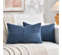 Fancy Homi 2 Packs Fundas de cojín Decorativas Azul Polvoriento para sofá, Cama, Estilo rústico de casa de Campo Boho, Suave, con cordón, Rectangular, cojín de Acento 30x50 cm