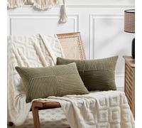 Fancy Homi 2 Paquetes de Cojines lumbares Decorativos para salón, sofá, Cama, Granja, Bohemio, decoración del hogar, Suave, Rayas, Rectangular, Pana, Acento, Funda de Almohada de 30 x 50 cm