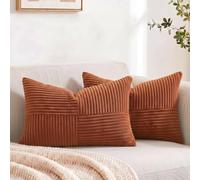 Fancy Homi Fundas de cojín Decorativas Grandes para Sala de Estar, sofá, casa de Campo, rústica, Bohemia, Suave, a Rayas, Patchwork, Fundas de Almohada rectangulares, 30 x 50 cm, Paquete de 2