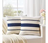 Fancy Homi - Juego de 2 fundas de almohada decorativas azul marino de 18 x 18 pulgadas para sofá, cama, sala de estar, oficina, decoración estética moderna y orgánica de estilo granja, funda de cojín