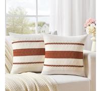Fancy Homi Juego de 2 fundas de almohada decorativas bohemias de 18 x 18 pulgadas para sofá y cama, decoración estética moderna y orgánica de otoño, algodón suave, bonita funda de cojín con textura de