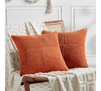 Fancy Homi Juego de 2 fundas de almohada decorativas de color naranja quemado de 20 x 20 pulgadas para sala de estar, sofá, cama, decoración del hogar, estilo bohemio de granja, funda de cojín de pana