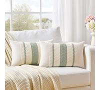 Fancy Homi Juego de 2 Fundas de Almohada Decorativas lumbares Bohemias de Color Verde Salvia de 12 x 20 Pulgadas para Sala de Estar, Dormitorio, sofá, Cama, Silla, Funda de cojín rústica Retro,