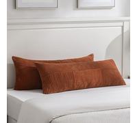 Fancy Homi - Juego de 2 fundas de almohada decorativas lumbares bohemias óxido de 14 x 36 pulgadas para cama, sofá, dormitorio, banco, funda de cojín de pana con textura de patchwork suave, decoración