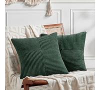 Fancy Homi Juego de 2 Fundas de cojín Decorativas Bohemias de Color Verde Oscuro de 18 x 18 Pulgadas para Sala de Estar, sofá Cama, decoración Moderna del hogar, Funda de cojín de Pana Texturizada