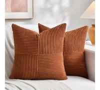 Fancy Homi Paquete de 2 Fundas de Almohada Decorativas Bohemias de 18 x 18 Pulgadas para Sala de Estar, sofá, Cama, decoración del hogar de Granja, Funda de cojín de Pana Suave con Textura de