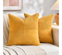 Fancy Homi - Paquete de 2 Fundas de Almohada Decorativas de Color Amarillo Dorado primaveral de 16 x 16 Pulgadas para sofá, Cama, decoración rústica de Estilo Bohemio para el hogar, Funda de cojín