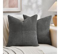 Fancy Homi Paquete de 2 Fundas de Almohada Decorativas de Color Gris Oscuro de 18 x 18 Pulgadas para sofá de Sala de Estar, sofá, Estilo rústico Bohemio, decoración del hogar, Funda de cojín Cuadrada