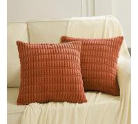Fancy Homi - Paquete de 2 fundas de almohada decorativas de color naranja quemado de 18 x 18 pulgadas para sofá, cama, sala de estar, decoración rústica de estilo bohemio para el otoño, funda de cojín
