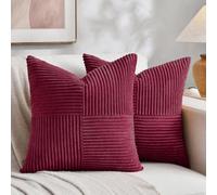 Fancy Homi Paquete de 2 Fundas de Almohada Decorativas de Color Rojo borgoña de 18 x 18 Pulgadas para Sala de Estar, sofá, decoración del hogar Bohemio de Granja, Funda de cojín Cuadrada Texturizada