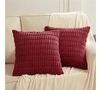 Fancy Homi Paquete de 2 Fundas de Almohada Decorativas de Color Rojo Vino de Navidad de 18 x 18 Pulgadas para Sala de Estar, sofá, Cama, sofá, decoración Moderna de casa de Campo Bohemia, Funda de