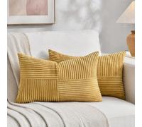 Fancy Homi Paquete de 2 Fundas de Almohada Decorativas lumbares de Color Amarillo Mostaza de 12 x 20 Pulgadas para Sala de Estar, sofá, Cama, decoración rústica Bohemia del hogar, Funda de cojín