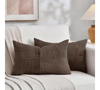 Fancy Homi Paquete de 2 fundas de almohada decorativas lumbares de color marrón oscuro de 12 x 20 pulgadas para sala de estar, sofá, cama, estilo rústico, bohemio, decoración del hogar, funda de cojín