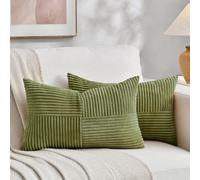 Fancy Homi Paquete de 2 fundas de almohada decorativas lumbares de color verde musgo de 12 x 20 pulgadas para sala de estar, sofá, cama, decoración rústica bohemia del hogar, funda de cojín