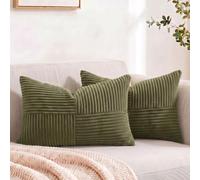 Fancy Homi - Paquete de 2 Fundas de Almohada Decorativas lumbares Verde Oliva de 16 x 24 Pulgadas para sofá, Cama, decoración rústica de Estilo Bohemio para el hogar, Suave Funda de cojín Rectangular