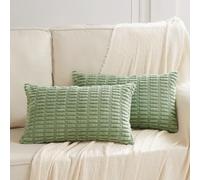 Fancy Homi Paquete de 2 Fundas de Almohada Decorativas lumbares Verde Salvia de 12 x 20 Pulgadas para Sala de Estar, sofá y Dormitorio, Funda de cojín Rectangular de Pana Suave de 30 x 50 cm,