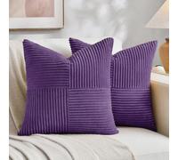 Fancy Homi Paquete de 2 Fundas de Almohada Decorativas moradas de 20 x 20 Pulgadas para Sala de Estar, sofá Cama, decoración Bohemia del hogar, Funda de cojín Cuadrada de Pana Suave, 50 x 50 cm