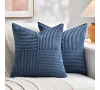 Fancy Homi - Paquete de 2 fundas de cojín decorativas pequeñas de color azul polvoriento, 14 x 14 pulgadas, para sofá, cama, sofá, decoración rústica de estilo rústico y bohemio, funda de cojín