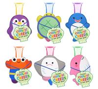 Fancy Land Regalos de fin de año, soportes para paletas de hielo, a granel, criatura marina, helada, mangas con tarjetas para el último día de escuela, temática de playa, aula, celebración, verano