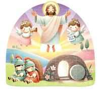 Fancy Land Resurrection Floor Puzzles - Rompecabezas grande con texto en inglés "He is Risen" para suministros de fiesta