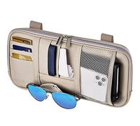 Fancy Mobility Organizador de visera solar para automóvil, accesorios interiores de automóvil, SUV y camión, cierre magnético para soporte de gafas y bolsillos horizontales de longitud completa,