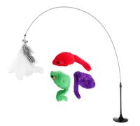 Fancy Pets Set de Juguetes para Gatos - 3 Ratones y Pluma con Ventosa, Juguetes Interactivos para Gatos, Para Cansarlos y Estimular la Actividad, Cat Toys for Indoor Cat