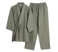 Fancy Pumpkin Toga de Bata de Hombre Color Marrón Claro Japonés Bata de Noche de Kimono Pijama [Talla L]