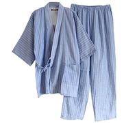 Fancy Pumpkin Traje de Pijama de Kimono de Algodon de Gasa Doble de Estilo japonés para Hombres [Talla L, 02]