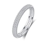 Fancy Rings - Anillo de mujer para mujer, anillo redondo de moissanita de oro blanco/platino 950, I 1/2, Oro blanco de 9 quilates, Moissanita