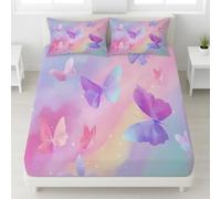 Fancy - Sábana bajera de 120 x 190, diseño de cielo estrellado romántico antideslizante, lavable ajustable, tapa de sábana de 30 cm, bordes elásticos en todo el período(mariposa constelación)