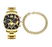 Fancy Watches for Men, Luxury Wristwatch, Stainless Steel Watch, Movement Z618, Business Style Round, 40,5 mm, Pin Buckle, for Formal, Work, Casual Use, dorado, Se référer au descriptif, Consulte la