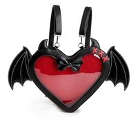 fancybag Mochila gótica con forma de corazón y alas de murciélago para mujer, ventana transparente, 3 maneras, convertible, bolsa de hombro, accesorio gótico kawaii