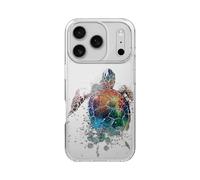 FancyCase - Funda compatible con iPhone 17 Pro Max (6.9 pulgadas), diseño de tortuga arco iris, diseño de playa y animales del océano, funda protectora flexible de TPU transparente (tortuga arcoíris)