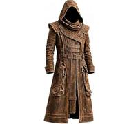 Fancyd Abrigo de cuero para hombre, gabardina marrón, disfraz de cosplay de Halloween, marrón, 3XL