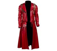 Fancyd DMC Devil May Cry 5 Dante Cosplay Disfraz Abrigo Rojo, Piel auténtica, L