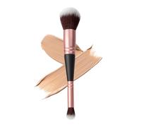 Fancylovesotio Brocha de doble punta para base de maquillaje, brocha kabuki de doble extremo, ideal para líquido, polvo, crema, mezcla, pulido, corrector, oro rosa