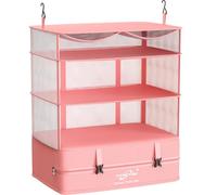 Fancyou Cubos Colgantes para Organizar Maletas, Armario Portátil de Tela de Nylon Mejorada 44 * 30 * 65cm, Compresión para Embalar y Desembalar en un Solo Paso para Viajes de Negocios (Rosa)