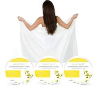 fancyou Pastillas de Toalla Comprimida Grandes - Toallas de Baño Desechables 100% Algodón para Viajes - Toallitas de Viaje 140 x 70cm Ideal para Hoteles,Playa,Natación,Vacaciones[3 Lote Amarillo]