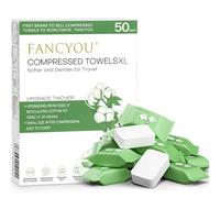 FANCYOU Tabletas de toallas desechables 30x23cm 50 piezas Tabletas faciales comprimidas envueltas individualmente Toallitas de limpieza de paño extensibles portátiles para la belleza personal (verde)