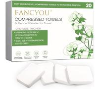 FANCYOU Toalla de limpieza comprimida 30x23cm 20 piezas Paquete a granel Expandible Limpieza facial desechable Tabletas de toallas faciales portátiles Toallitas portátiles para el cuidado personal