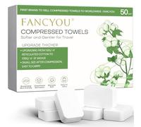 FANCYOU Toalla de limpieza comprimida 30x23cm 50 piezas Paquete a granel Expandible Limpieza facial desechable Tabletas de toallas faciales portátiles Toallitas portátiles para el cuidado personal