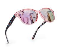 FancyPink Gafas de sol elegantes para mujer, protección UV400, espejadas, para playa, modernas, Gafas de sol con espejo rosa D1, Large