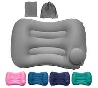 Fancysky Almohada Inflable de Viaje con Bomba integrada, cojín Cervical ergonómico de Seda de Leche, Ligera y compacta, Accesorios de Viaje para Camping, avión, Coche y Playa (Gris)