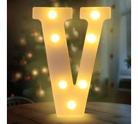 Fancysky Letras Luminosas de 22 cm, Letras LED, Ideales para Propuestas de Matrimonio, Festivales, Fiestas y Otros Entornos para Crear un Ambiente Romántico y Cálido (V)