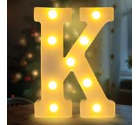 Fancysky Letras Luminosas de 22 cm, Letras LED, Ideales para Propuestas de Matrimonio, Festivales, Fiestas y Otros Entornos para Crear un Ambiente Romántico y Cálido (K)